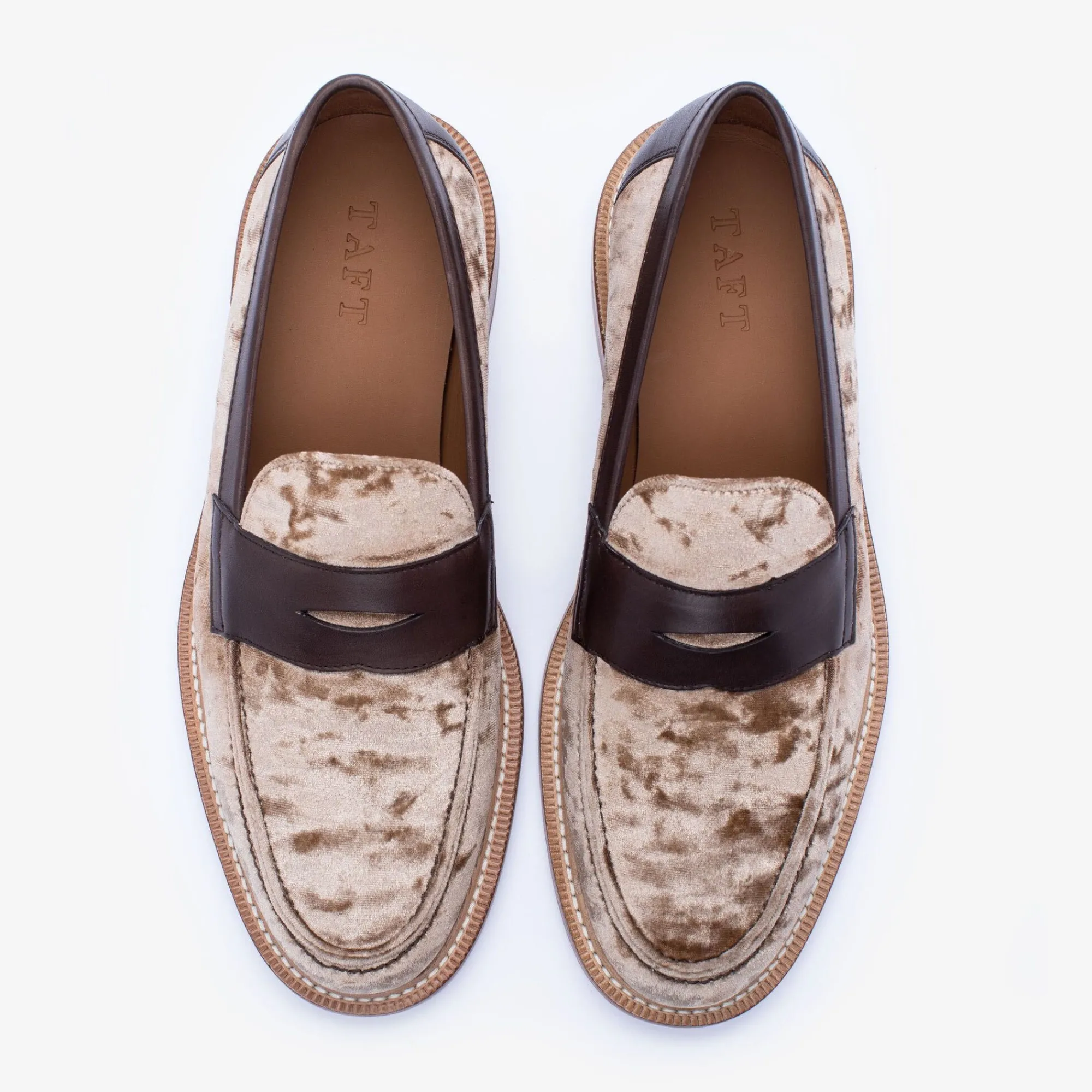 Sale TAFT The Fitz Loafer In Champagne - Velvet Loafers |