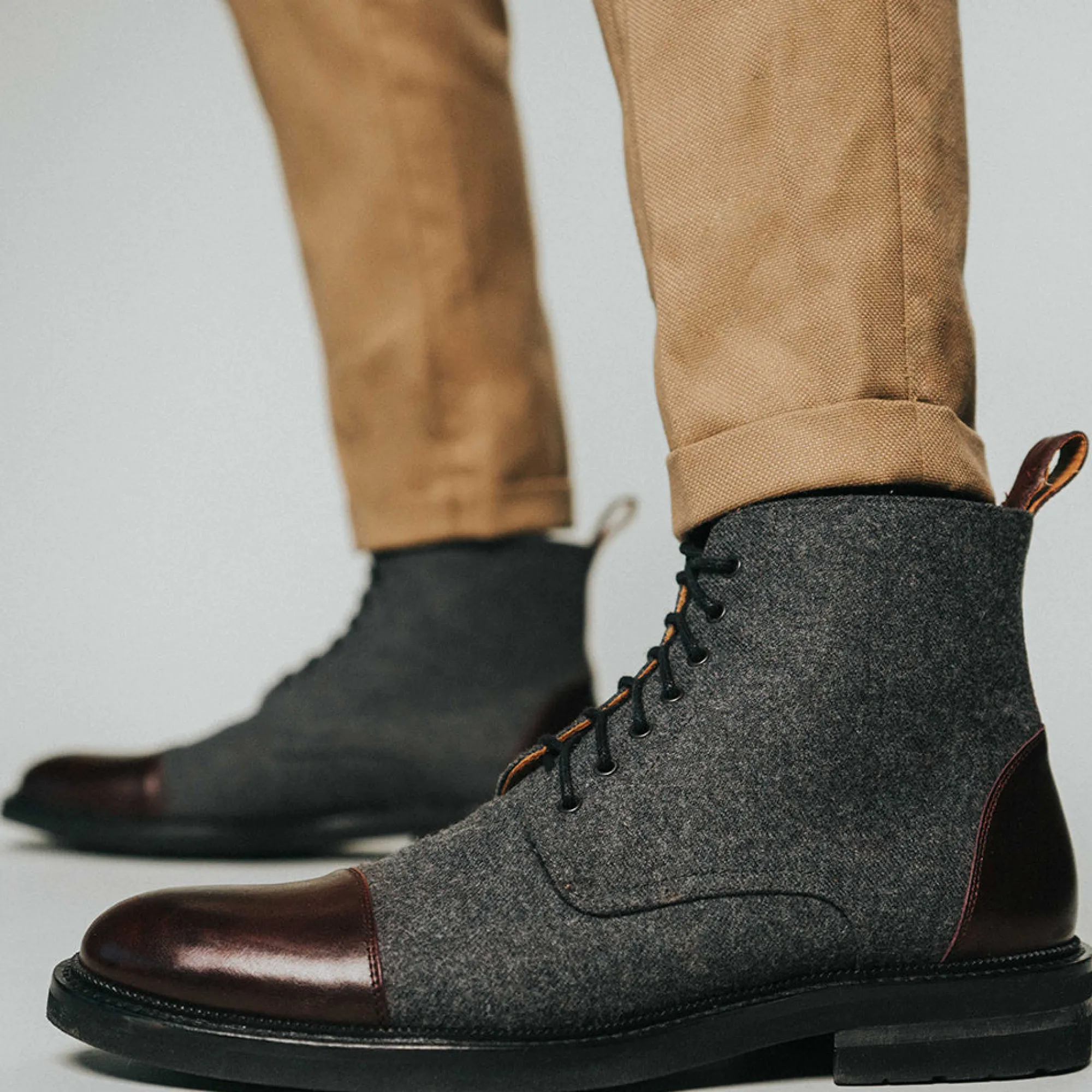 New TAFT The Jack Boot - Grey / Oxblood Leather |