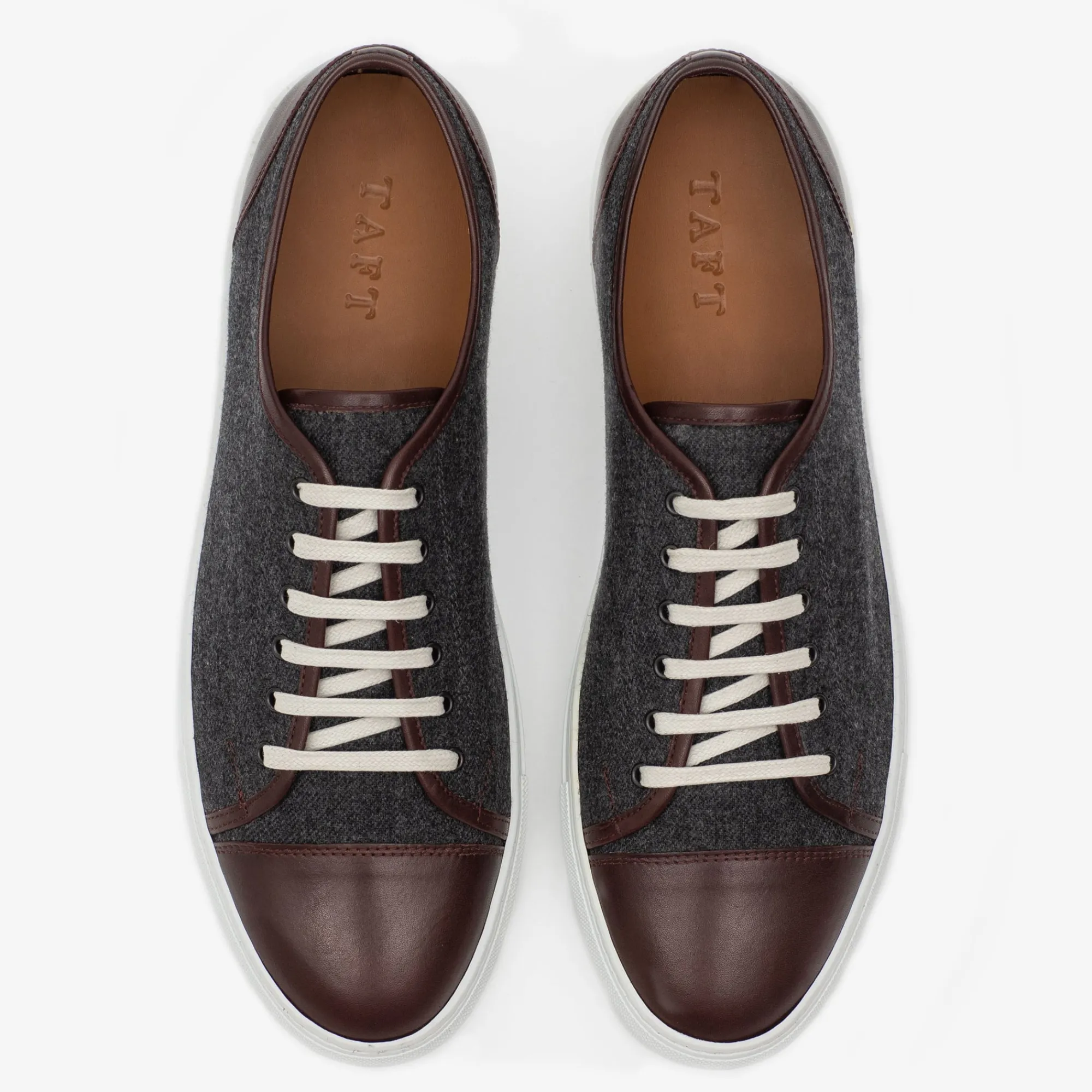 Store TAFT The Jack Sneaker In Grey/Oxblood - Wool Sneakers |