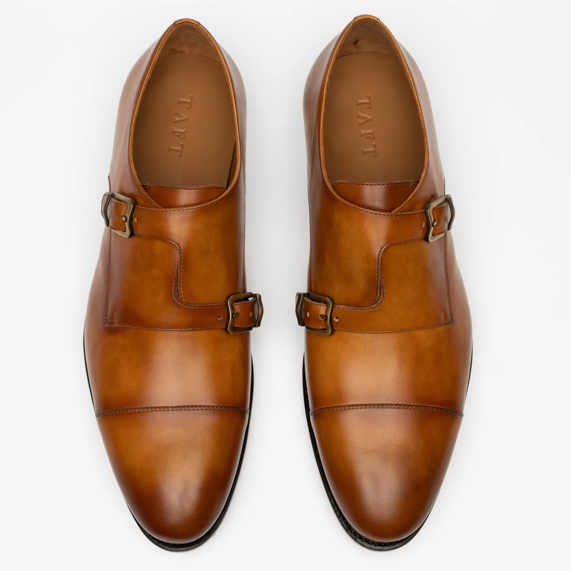 Clearance TAFT The Prince Shoe In Honey - Double Monk Strap |