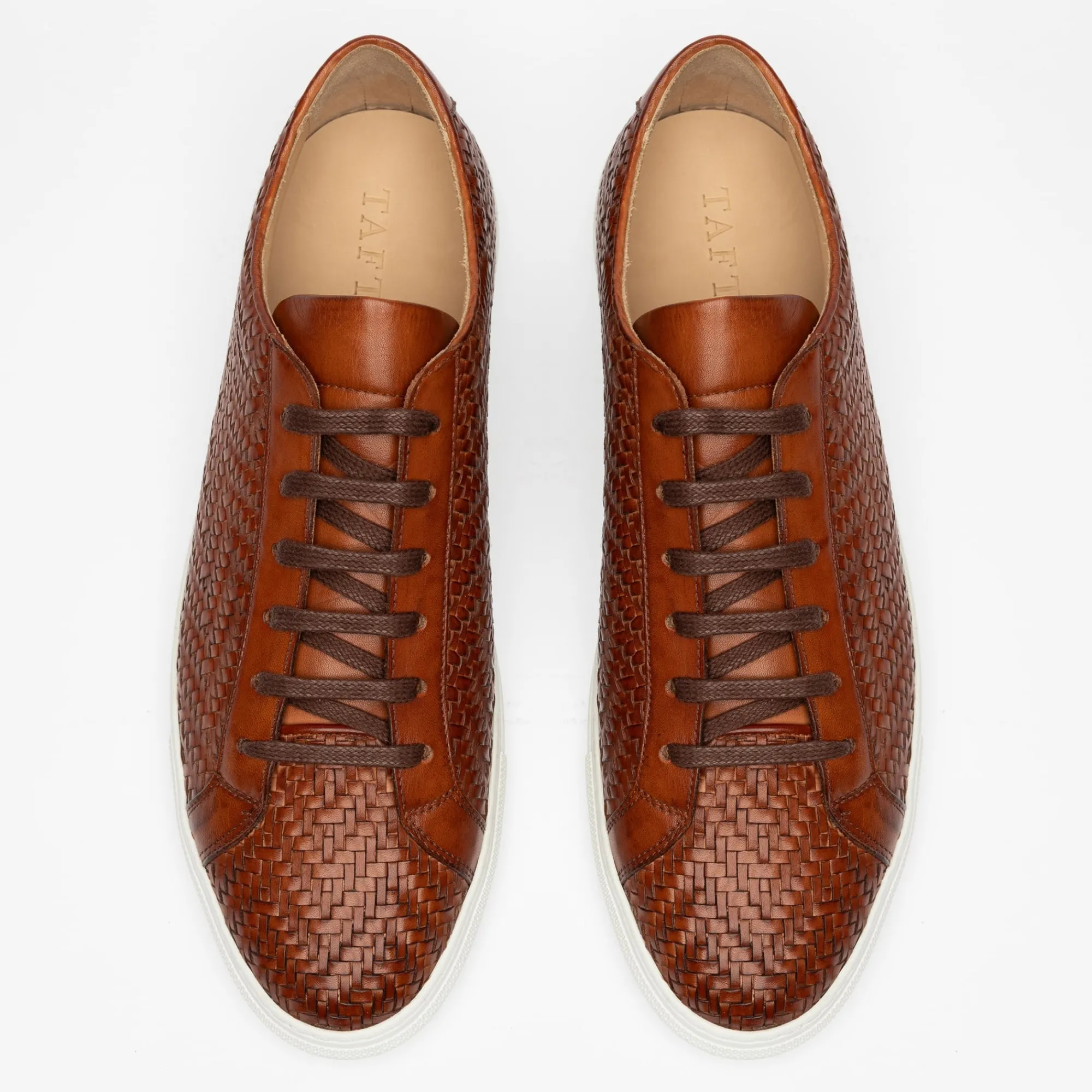 Store TAFT The Sneaker In Woven Brown Leather |